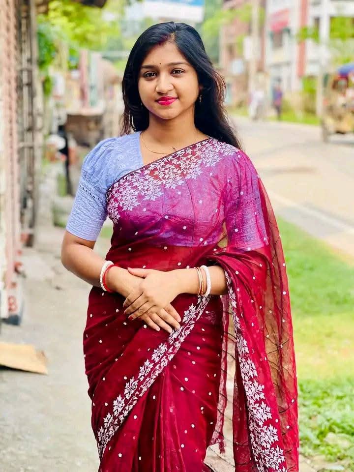 Half silk block print sharee ছবি 2