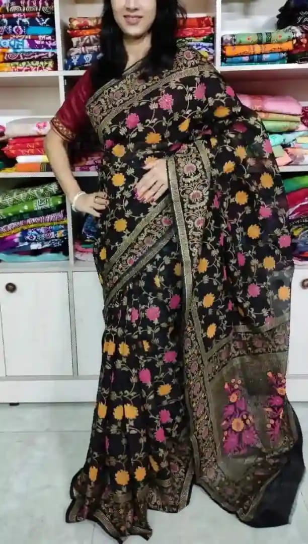 হাফ সিল্ক স্ক্রিন প্রিন্ট শাড়ি ছবি 13