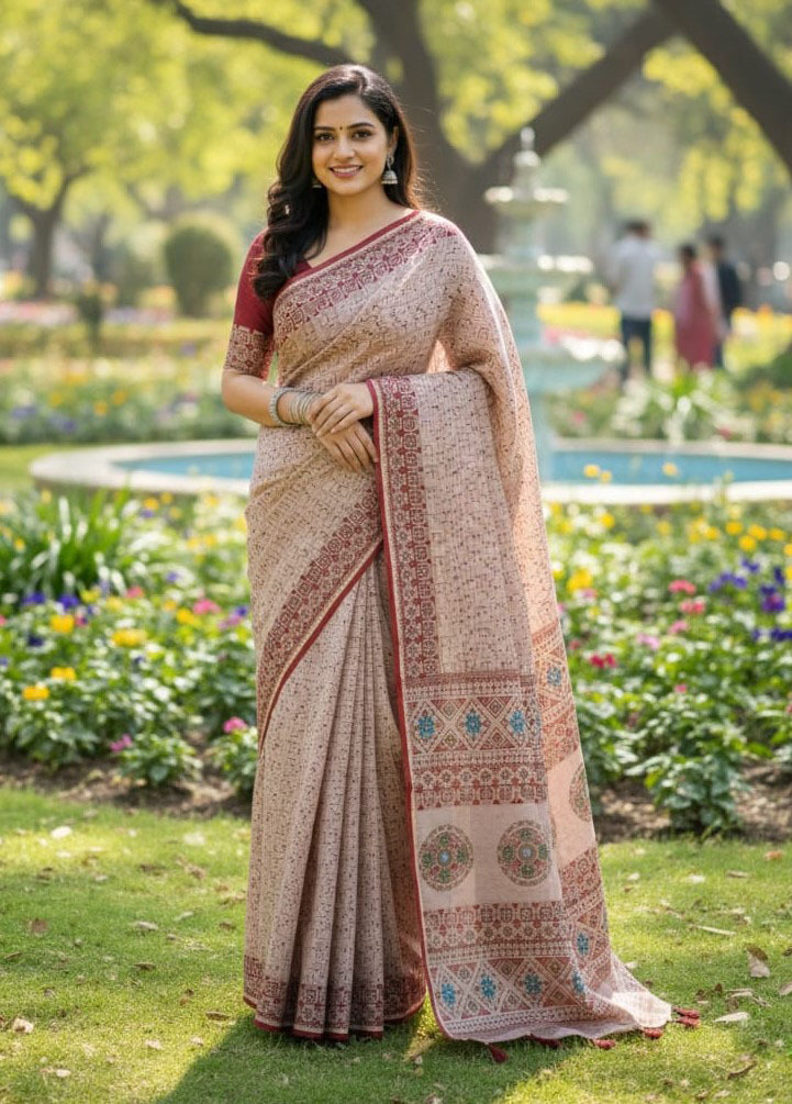 Premium Silk Boutique Skin Print Shari ছবি 11