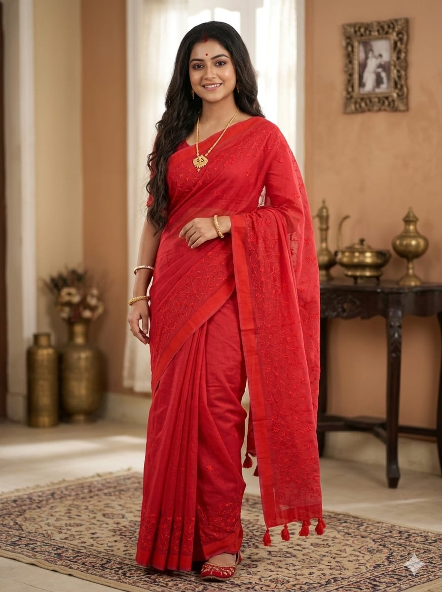 Embroidery Premium Half Silk Sharee ছবি 5