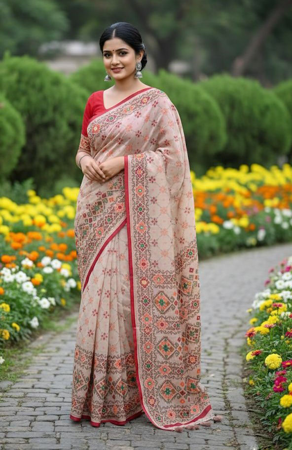 Premium Silk Boutique Skin Print Shari ছবি 17