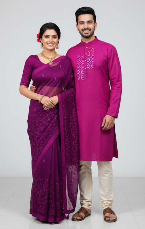 Premium Sharee Panjabi Couple Dress ছবি 4