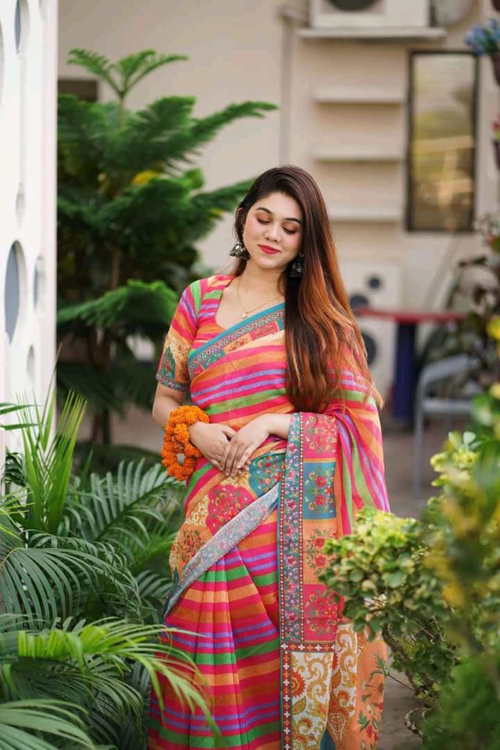digital print sharee with blause pics ছবি 5