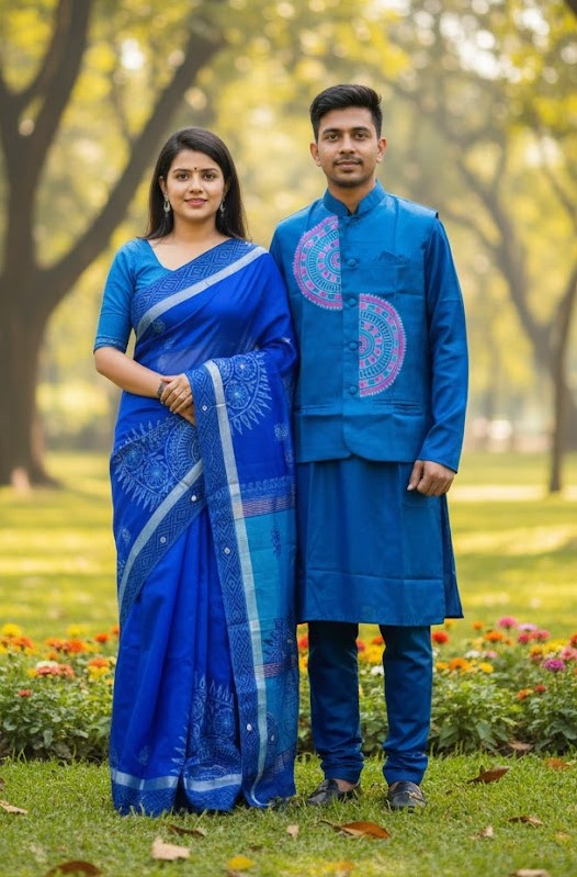 Sharee Panjabi Couple with Koti ছবি 9