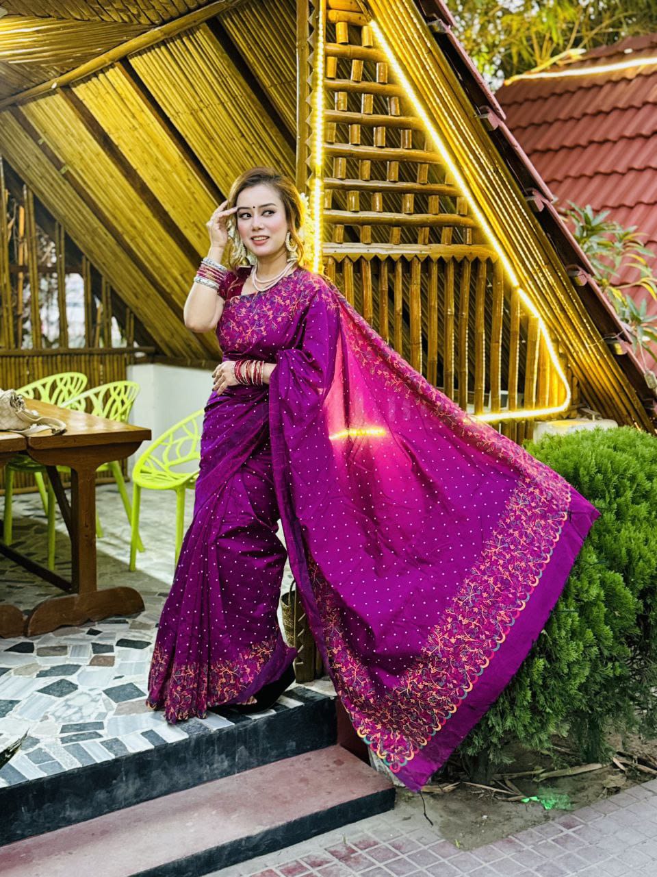 Dhupian Silk Sharee with Blaus Piece ছবি 5