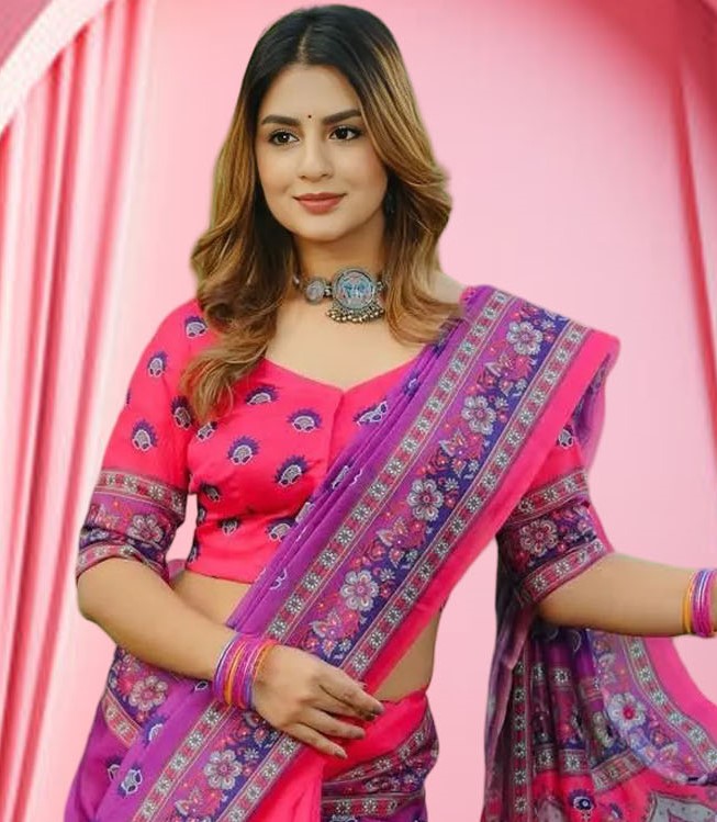 Premium Parsha Sharee with Blouse Piece ছবি 4
