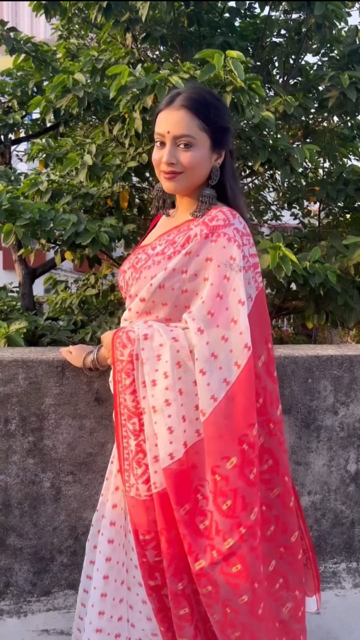 Skin Print Reshom Silk Sharee