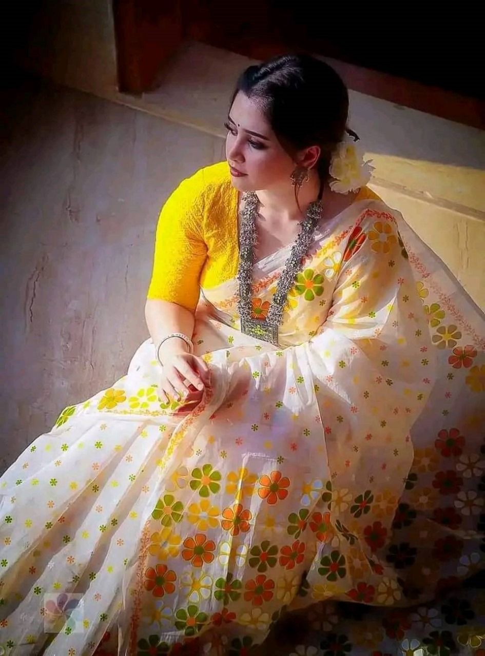 হাফ সিল্ক স্কিন প্রিন্ট শাড়ি