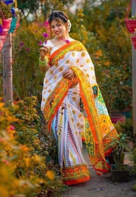হাফ সিল্ক স্কিন প্রিন্ট শাড়ি ছবি 12