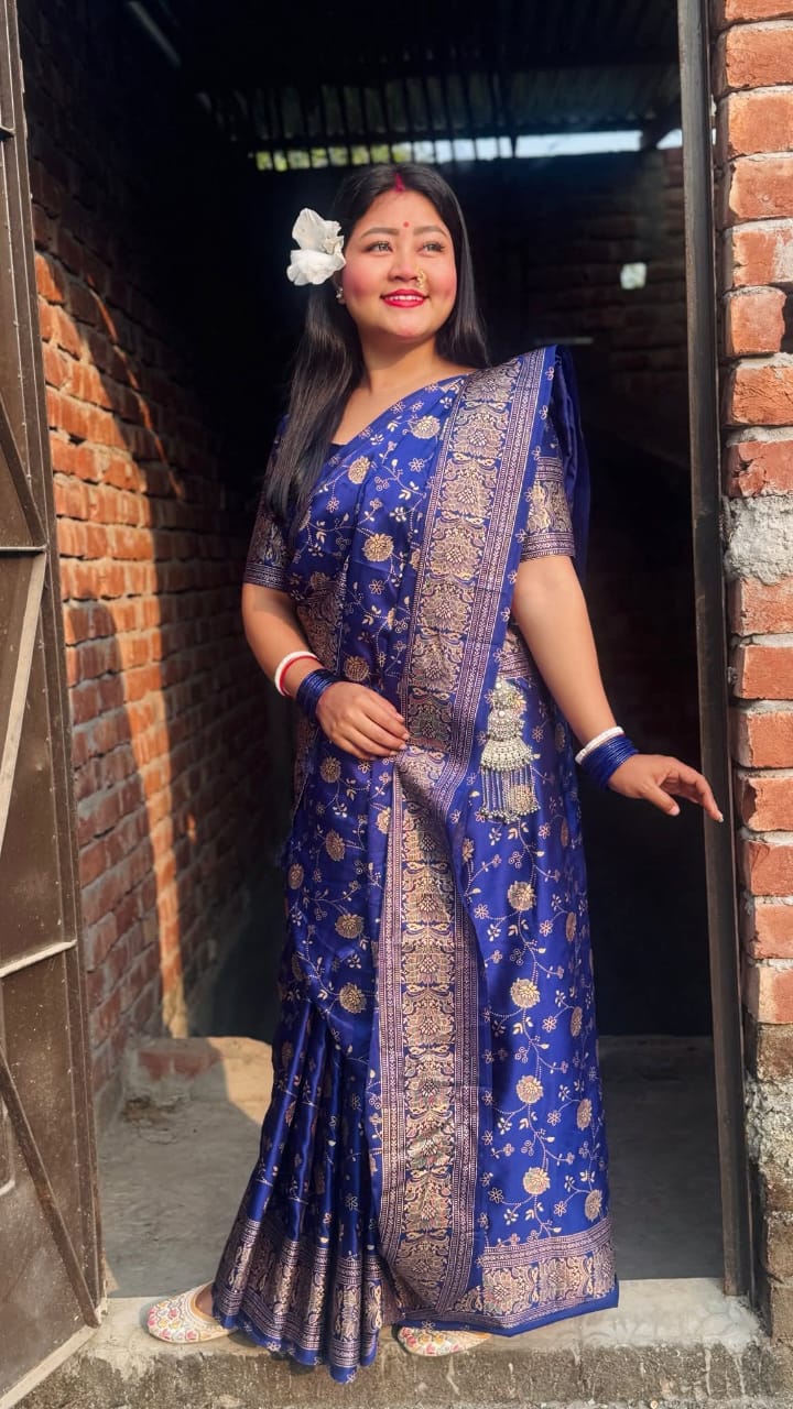 Japani Silk Skin Print Sharee with Blouse Piece