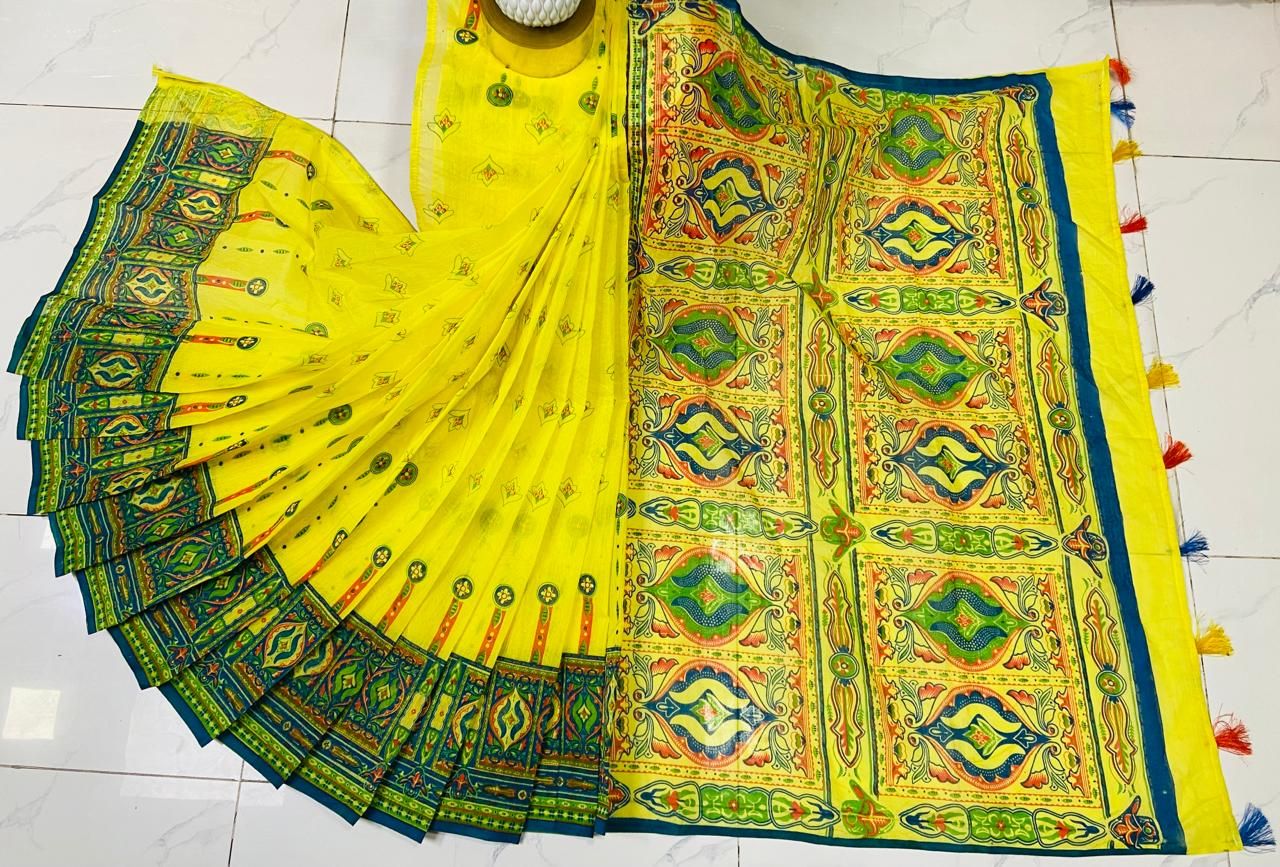 হাফ সিল্ক স্কিন প্রিন্ট শাড়ি ছবি 15