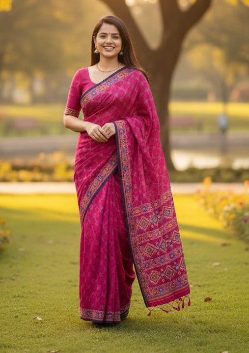 Premium Silk Boutique Skin Print Shari ছবি 8