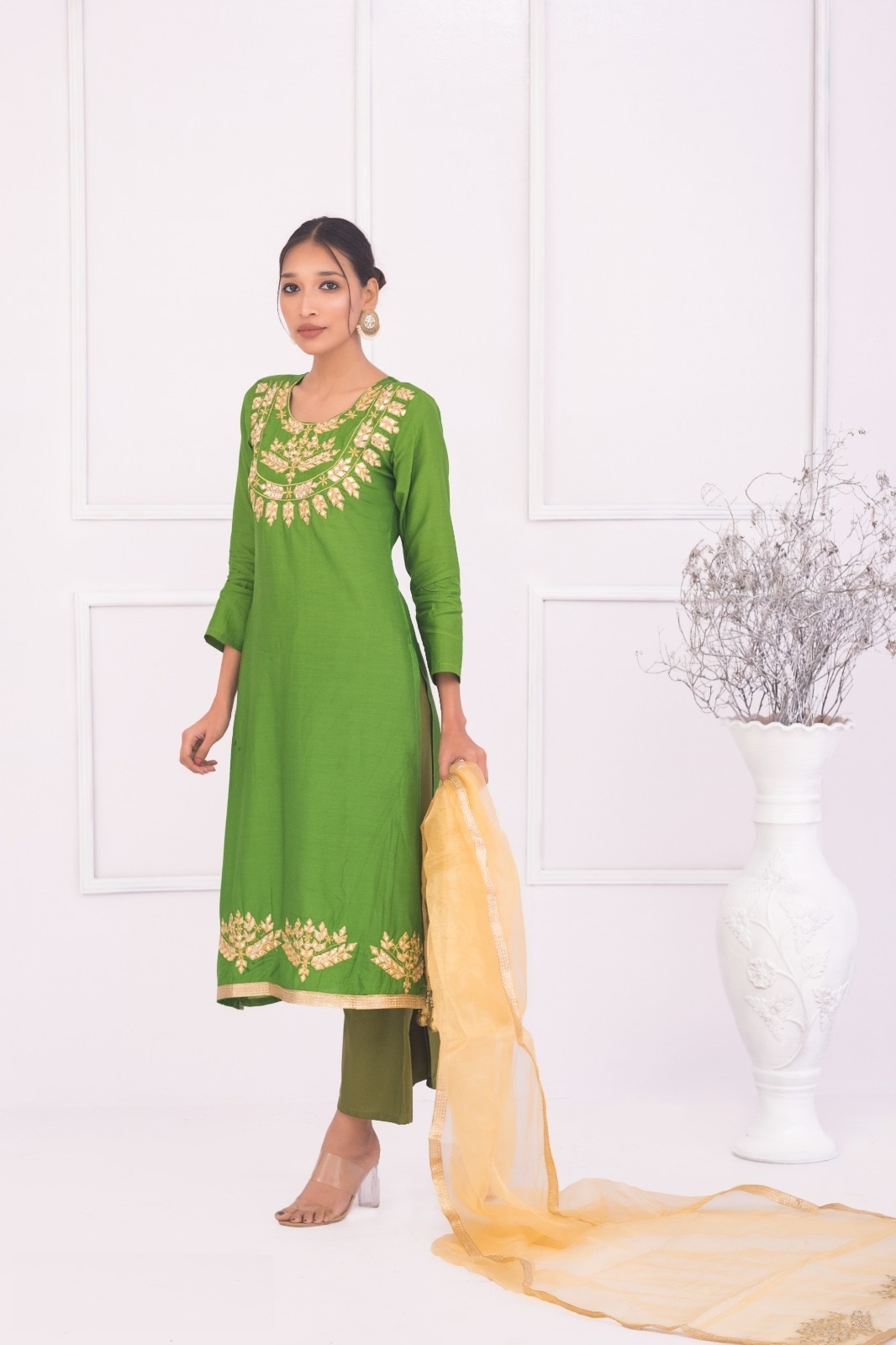 Dollar and Embroidery Work  Three Piece