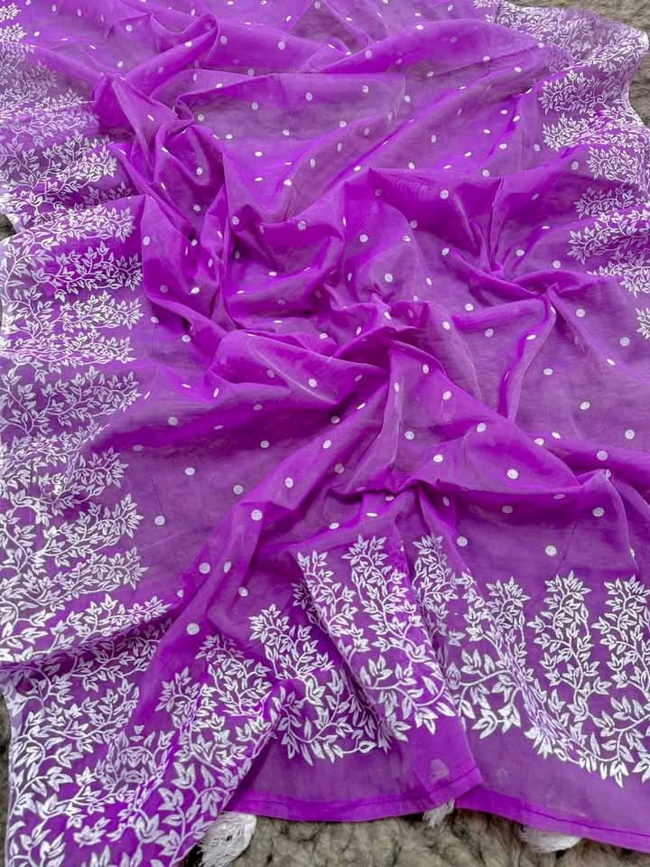 Half silk block print sharee ছবি 9