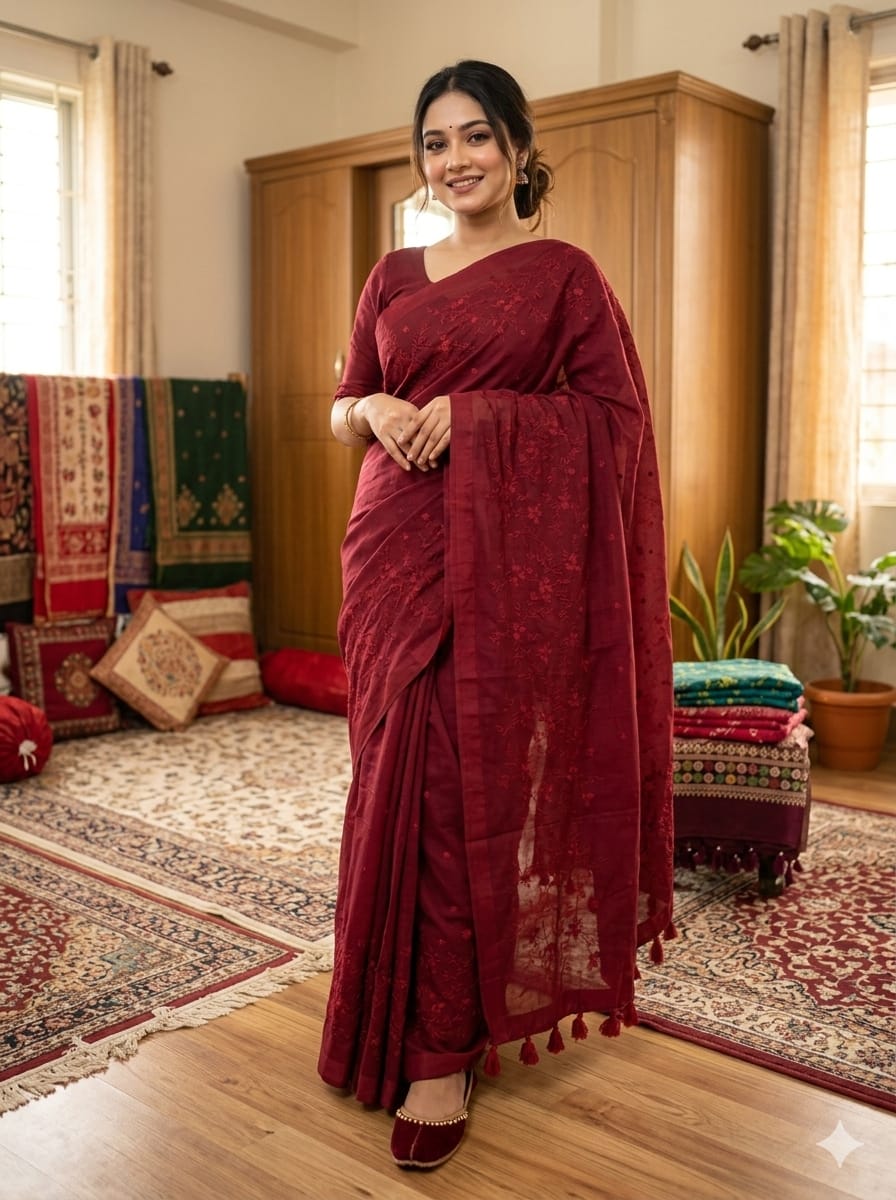 Embroidery Premium Half Silk Sharee ছবি 8