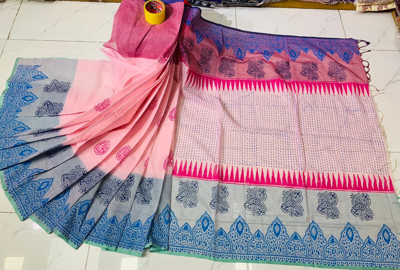 সুতি ব্লক প্রিন্ট শাড়ী