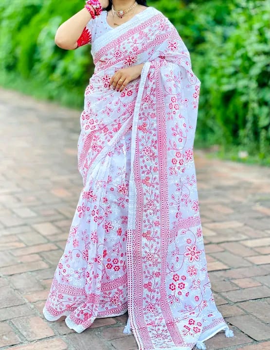 Half silk  print sharee ছবি 2