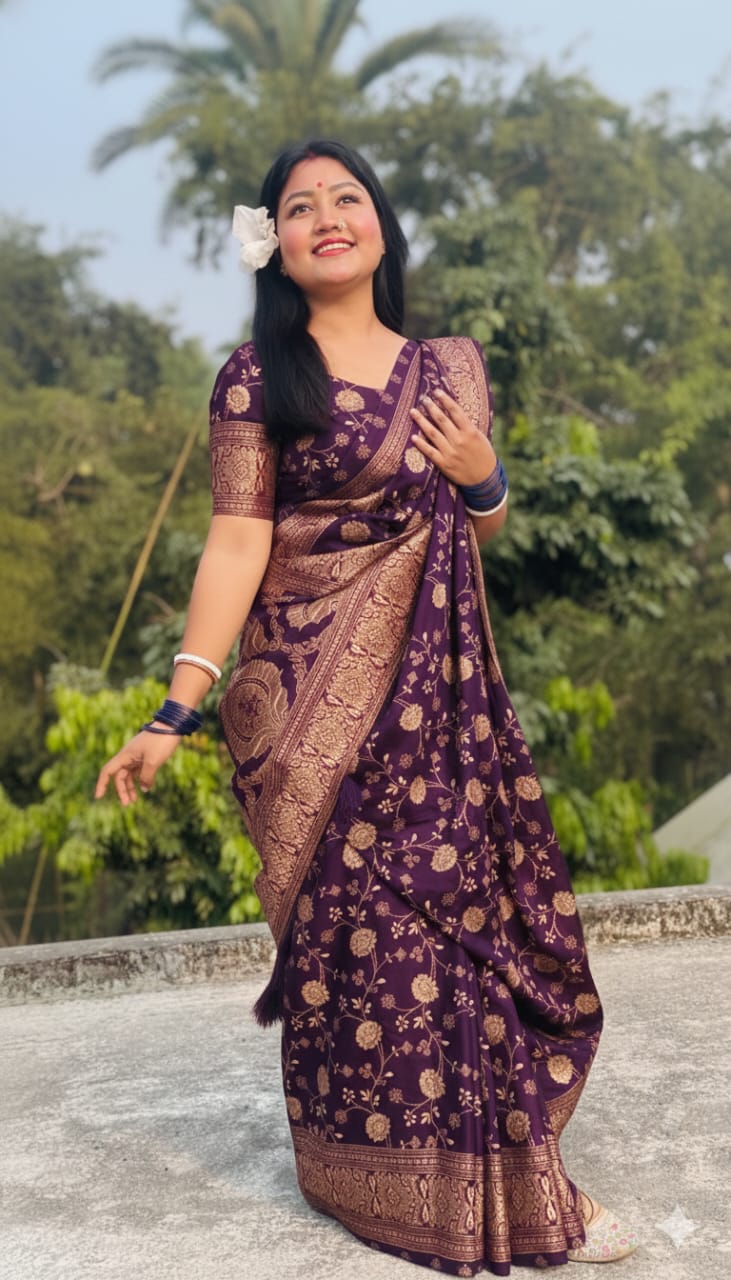 Japani Silk Skin Print Sharee with Blouse Piece ছবি 4