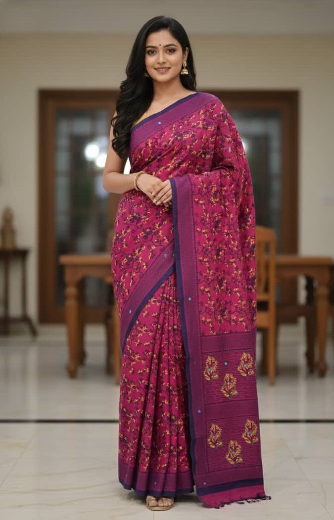 Premium Silk Boutique Skin Print Shari ছবি 9