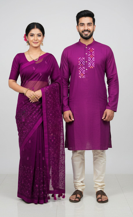 Premium Sharee Panjabi Couple Dress ছবি 17