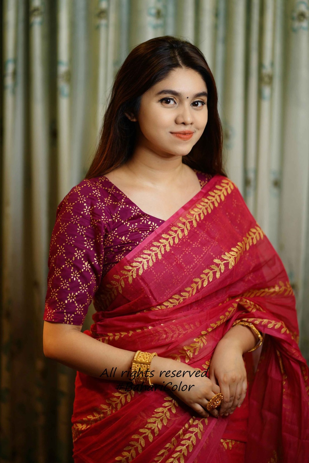 Block Print Sharee with Blouse Piece ছবি 9