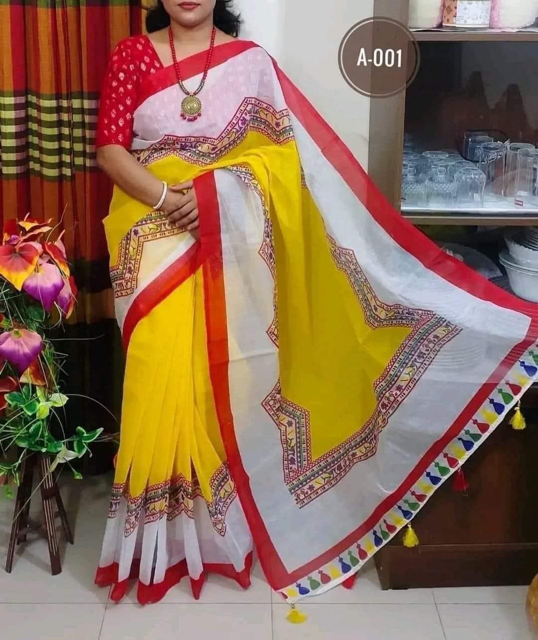 হাফ সিল্ক স্কিন প্রিন্ট শাড়ি ছবি 12