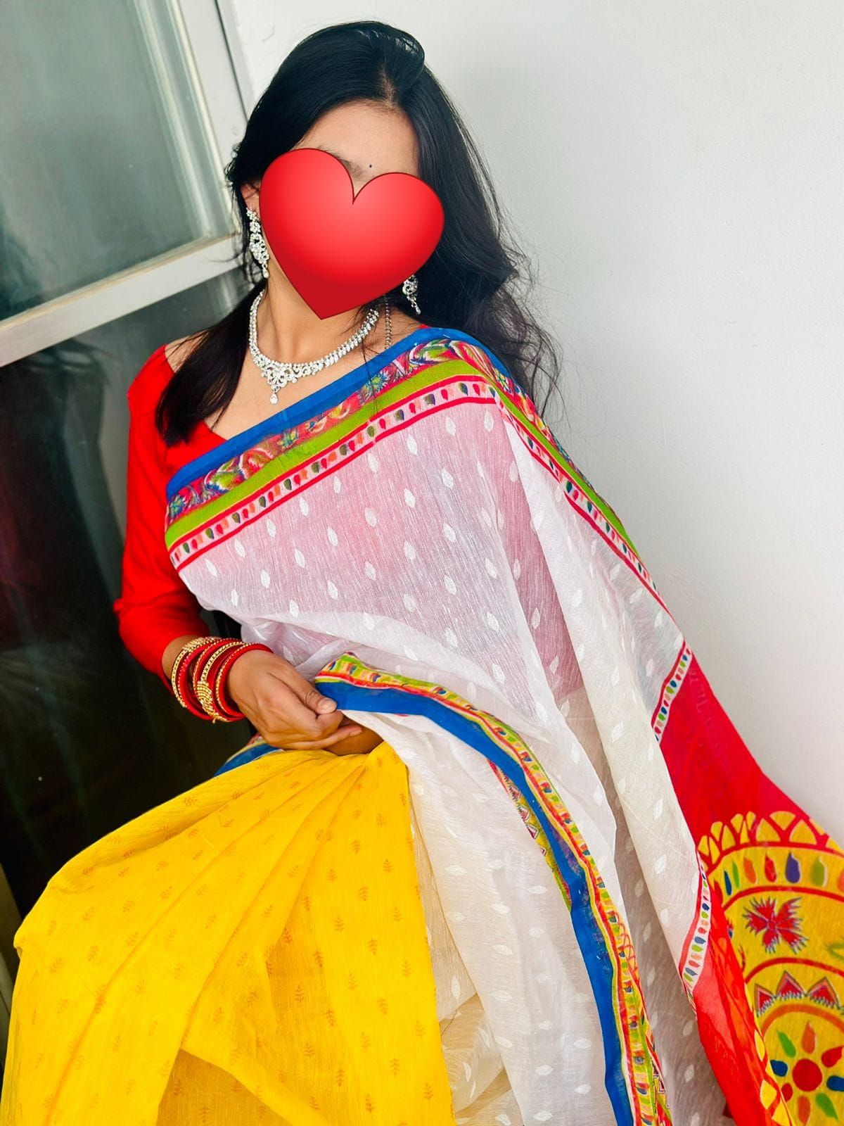 হাফ সিল্ক স্কিন প্রিন্ট শাড়ি ছবি 8