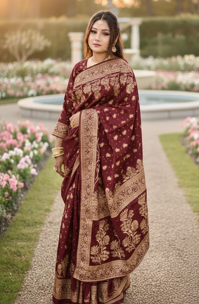 Japani Silk Sharee with Blouse Piece ছবি 3