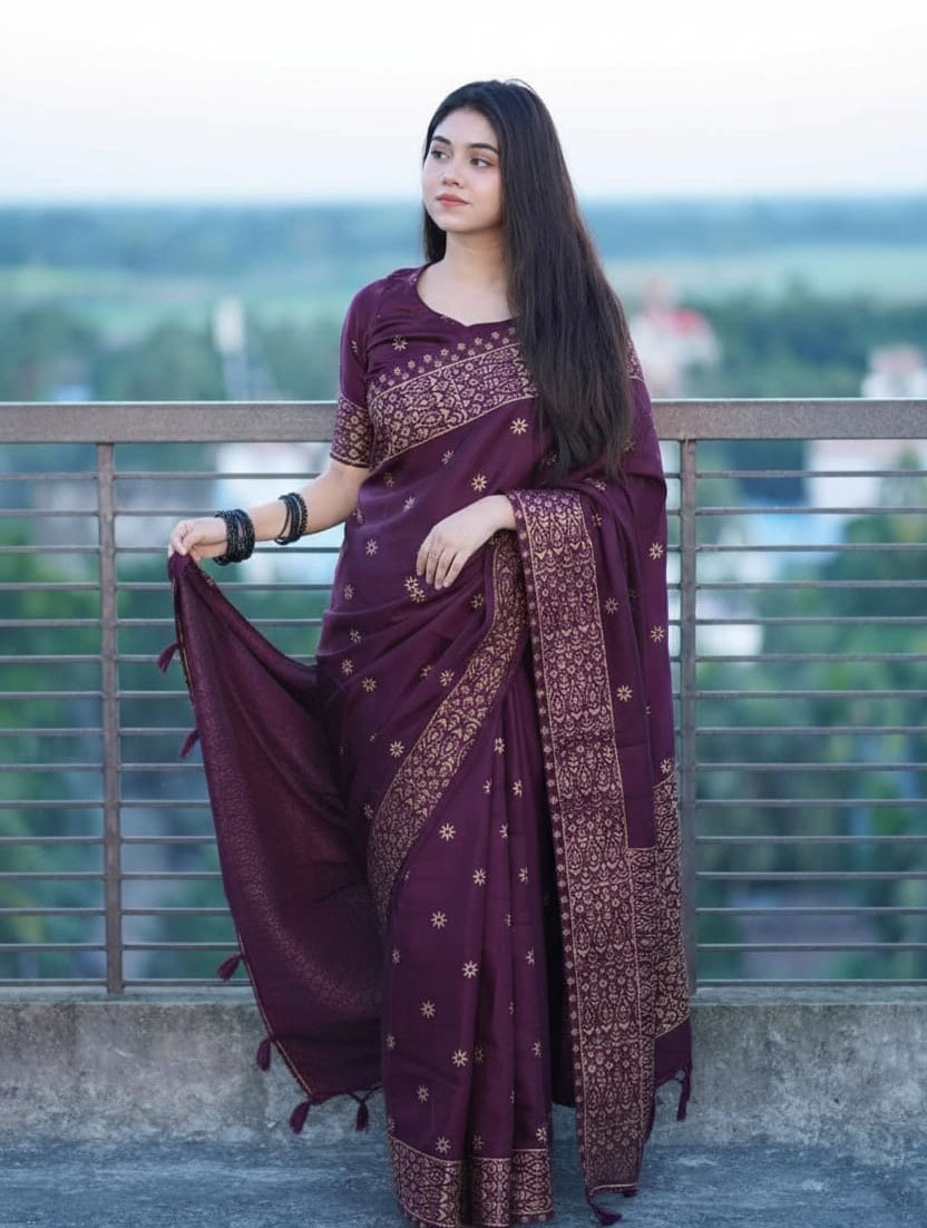 Japani Silk Sharee with Blouse Piece ছবি 11