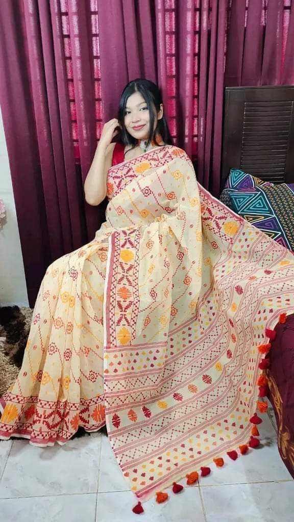 হাফ সিল্ক স্ক্রিন প্রিন্ট শাড়ি ছবি 5