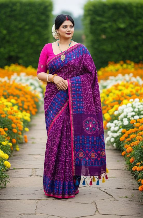 Premium Silk Boutique Skin Print Shari ছবি 18