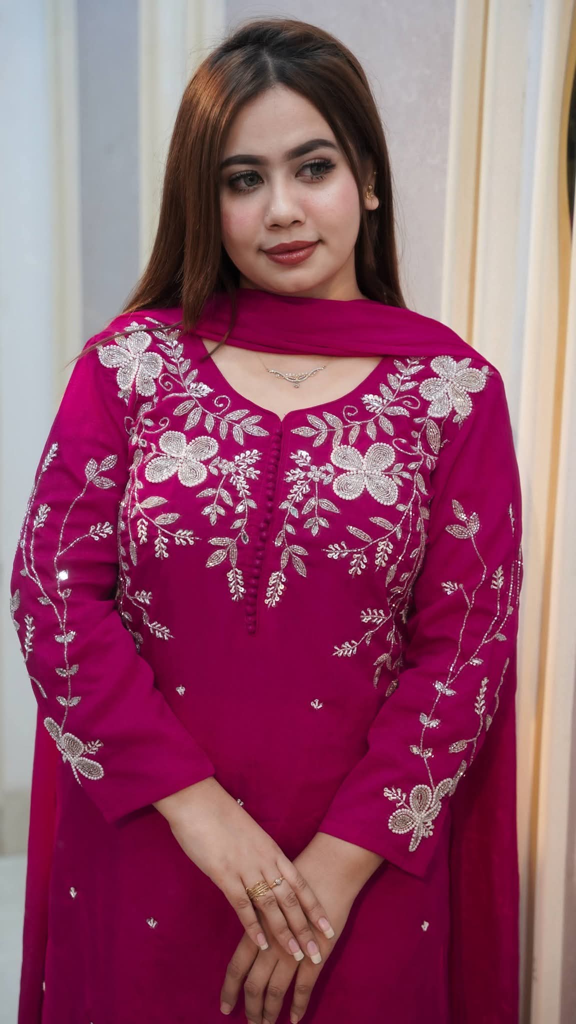 Rayon cotton dress full set Embroidery