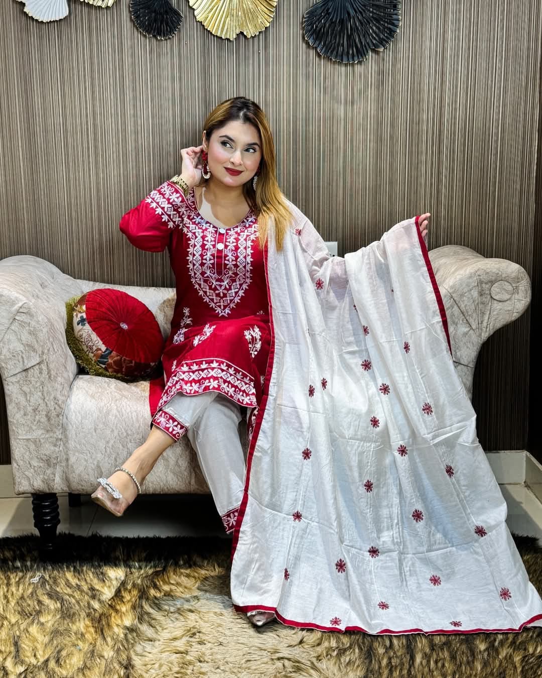 Embroidery Cotton Three Piece ছবি 8