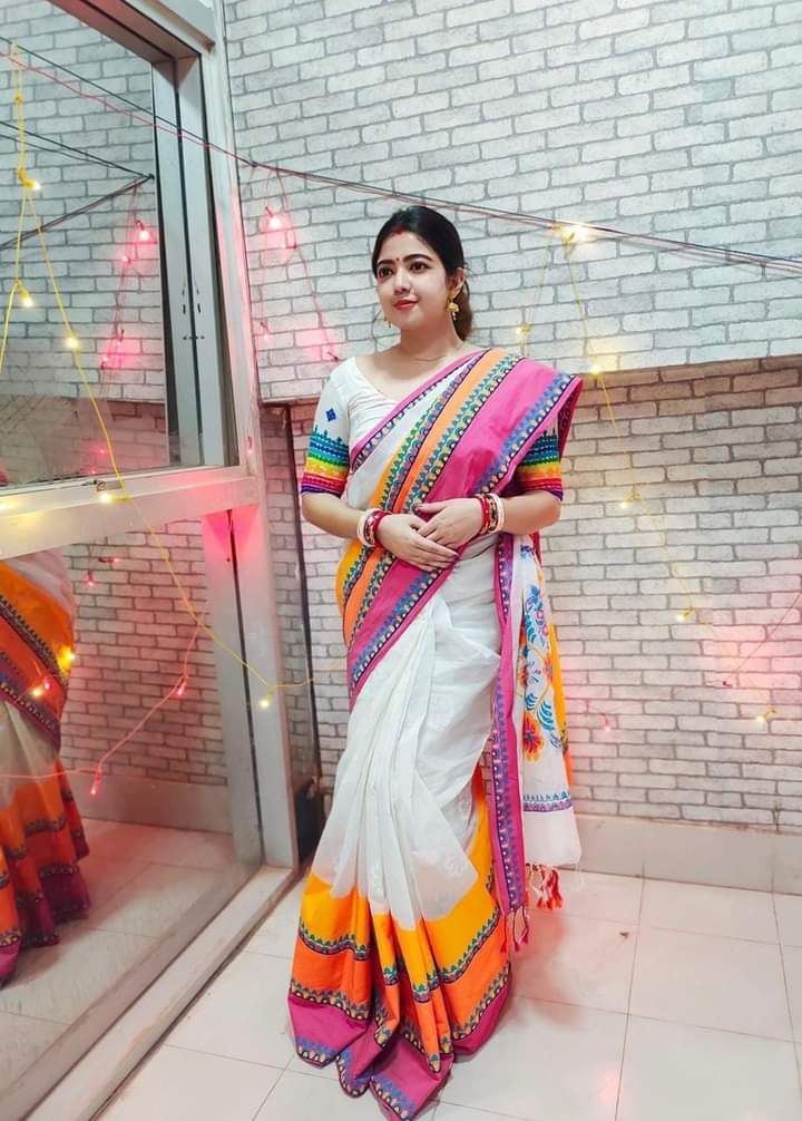 হাফ সিল্ক স্কিন প্রিন্ট শাড়ি ছবি 10
