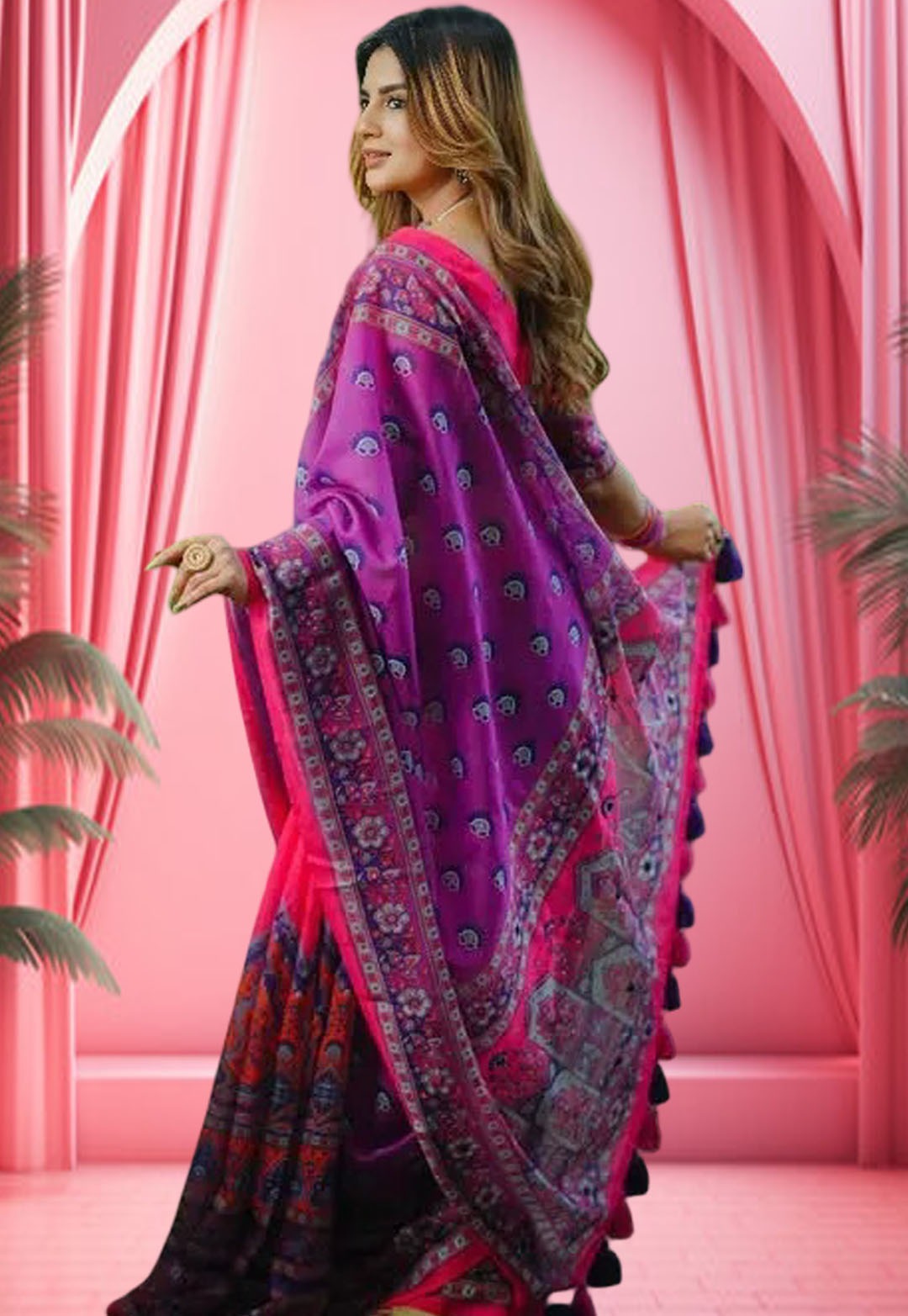 Digital Print Sharee with Blouse Piece ছবি 6