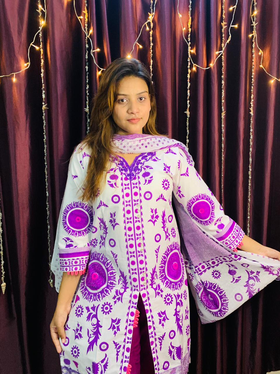 Coton dress whith skin print ছবি 2