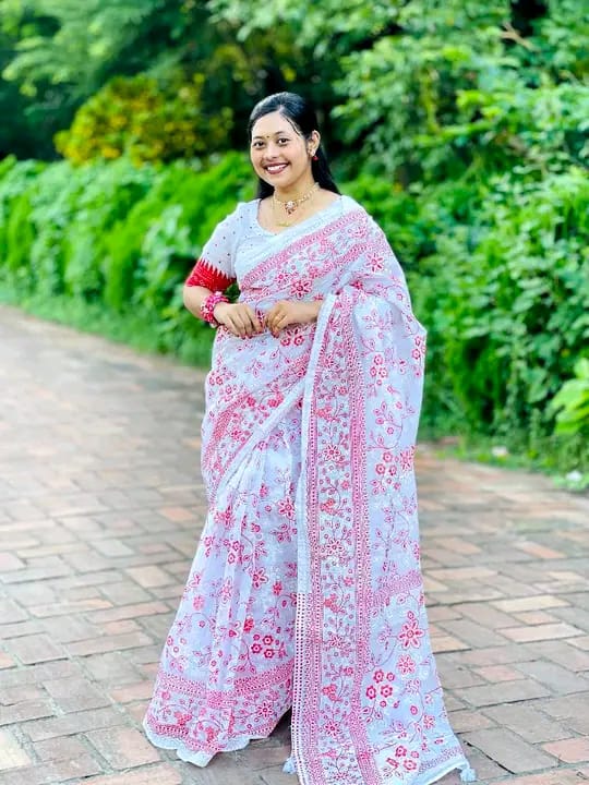 Half silk  print sharee