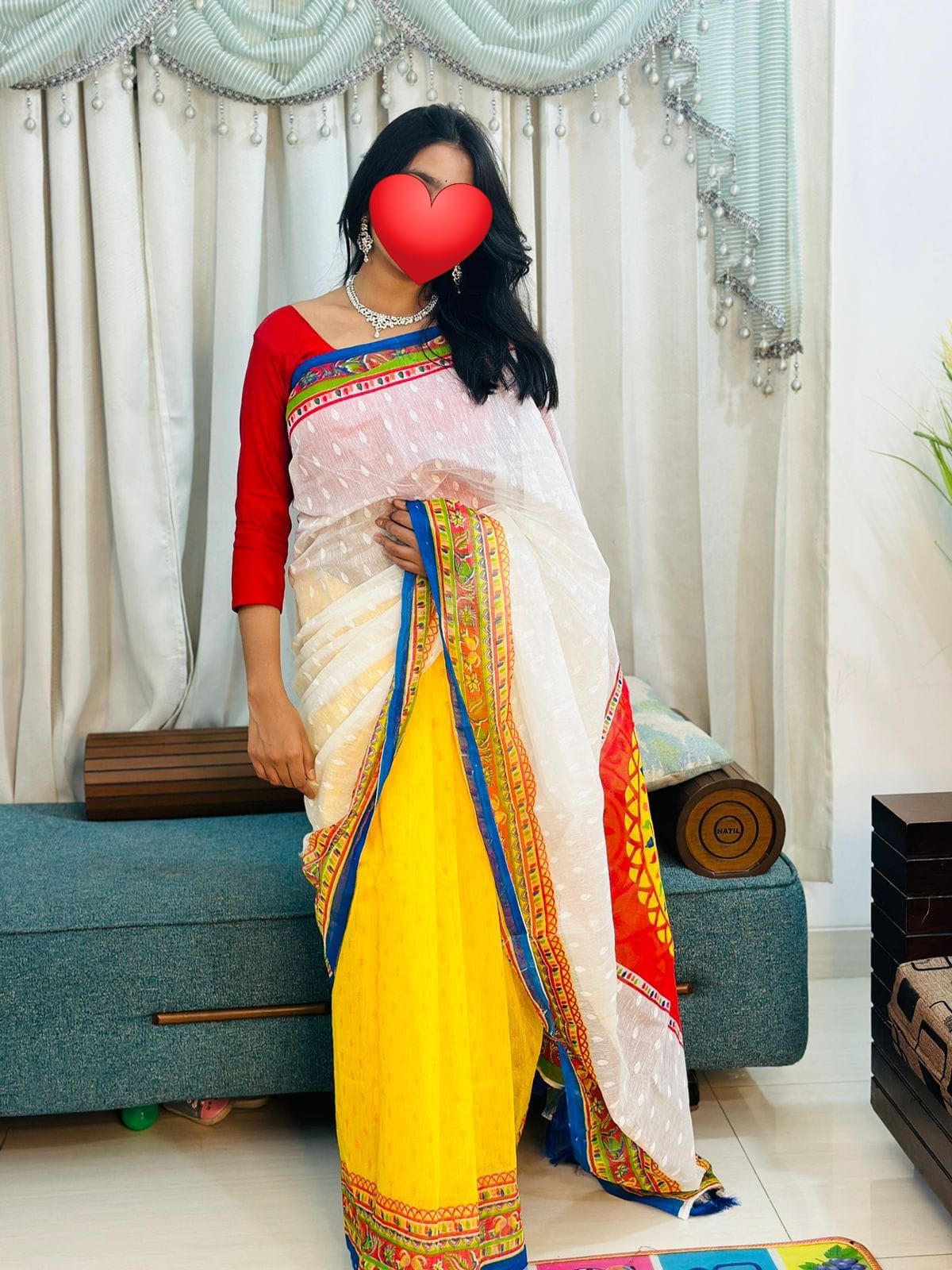 হাফ সিল্ক স্কিন প্রিন্ট শাড়ি ছবি 10