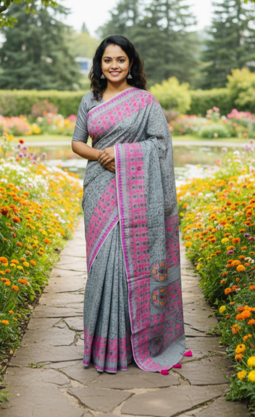 Premium Silk Boutique Skin Print Shari ছবি 13