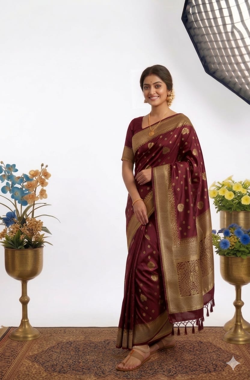 Japani Silk Sharee with Blouse Piece ছবি 8