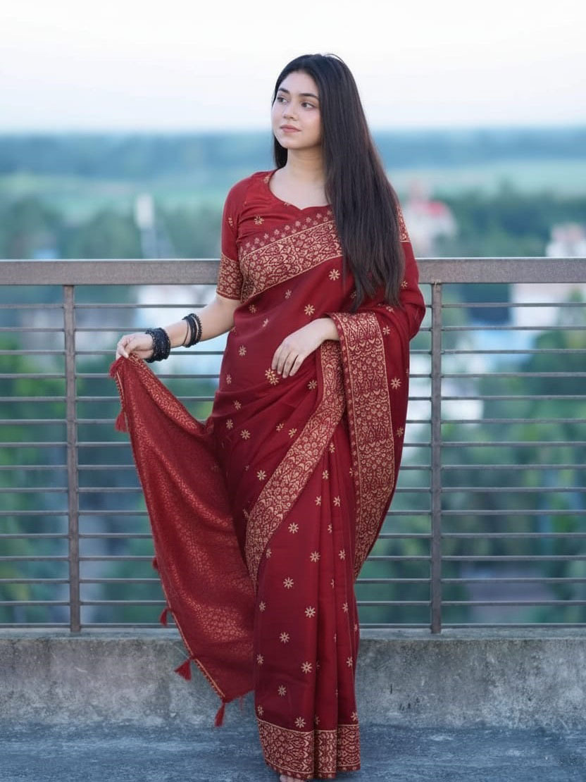 Japani Silk Sharee with Blouse Piece ছবি 9