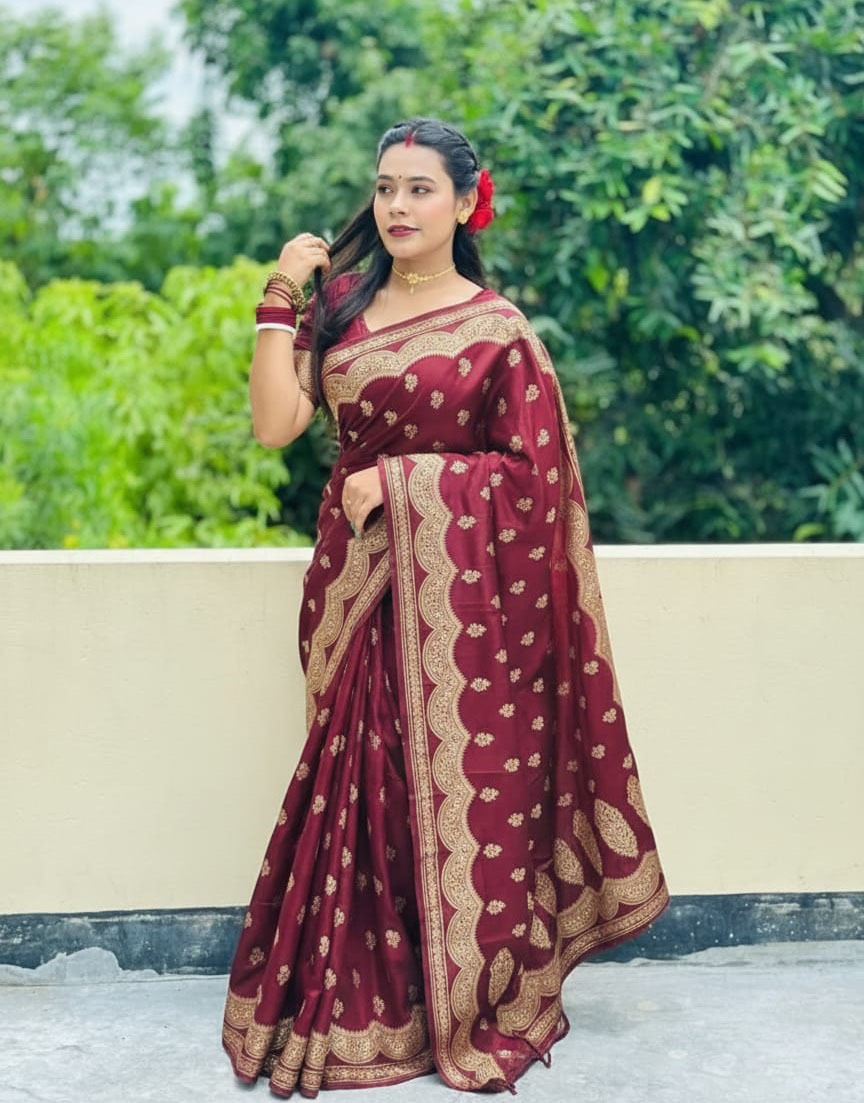 Japani Silk Sharee with Blouse Piece ছবি 5