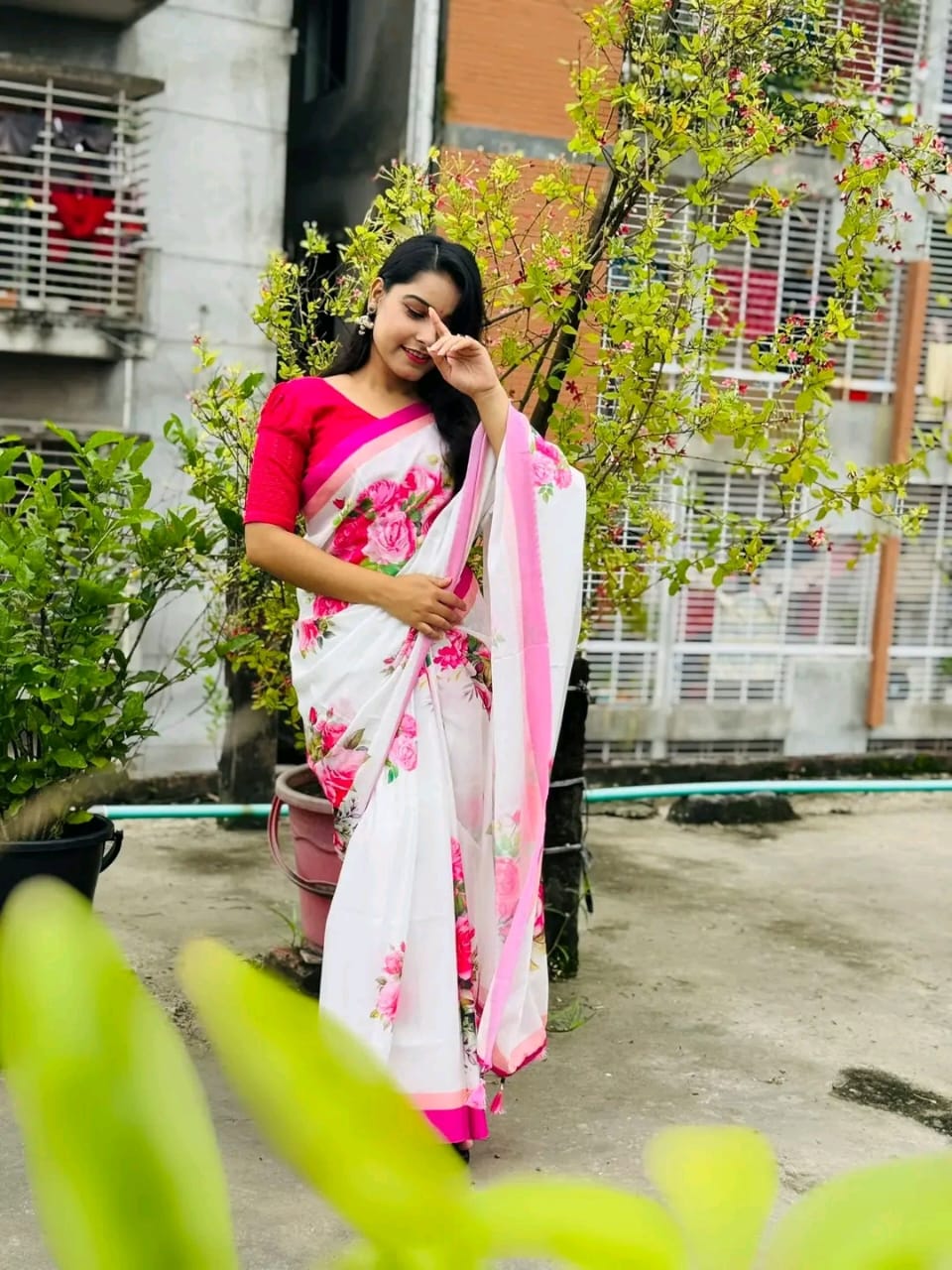 Digital Print sharee with blause pcs ছবি 4