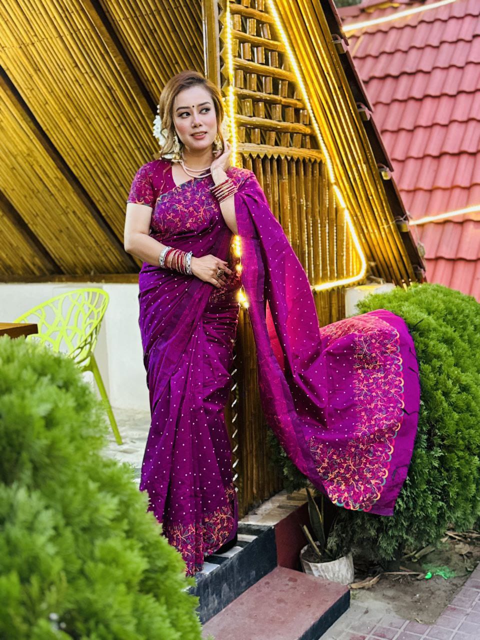 Dhupian Silk Sharee with Blaus Piece ছবি 3