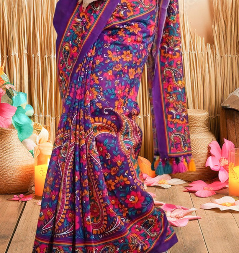 Digital Print Sharee with Blouse Piece ছবি 3