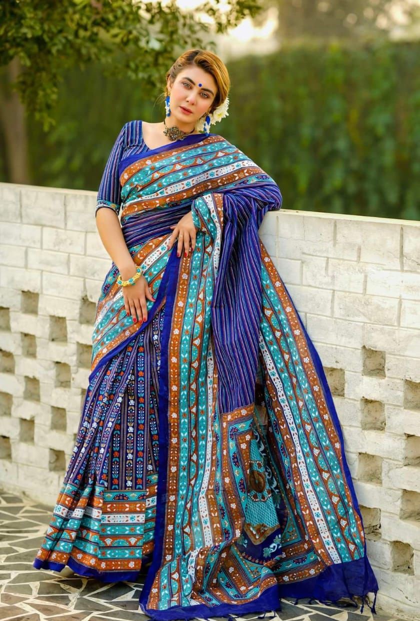 হাফ সিল্ক স্কিন প্রিন্ট শাড়ি ছবি 4