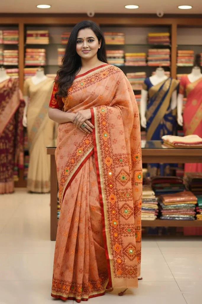 Premium Silk Boutique Skin Print Shari