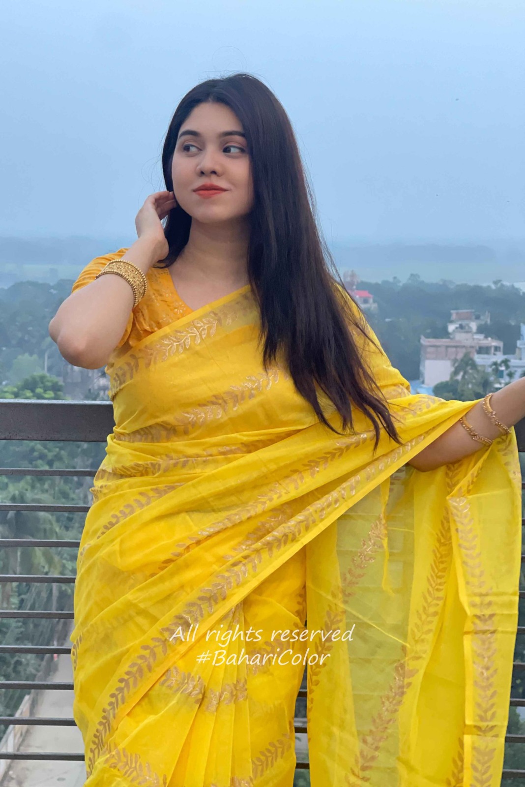 Block Print Sharee with Blouse Piece ছবি 5