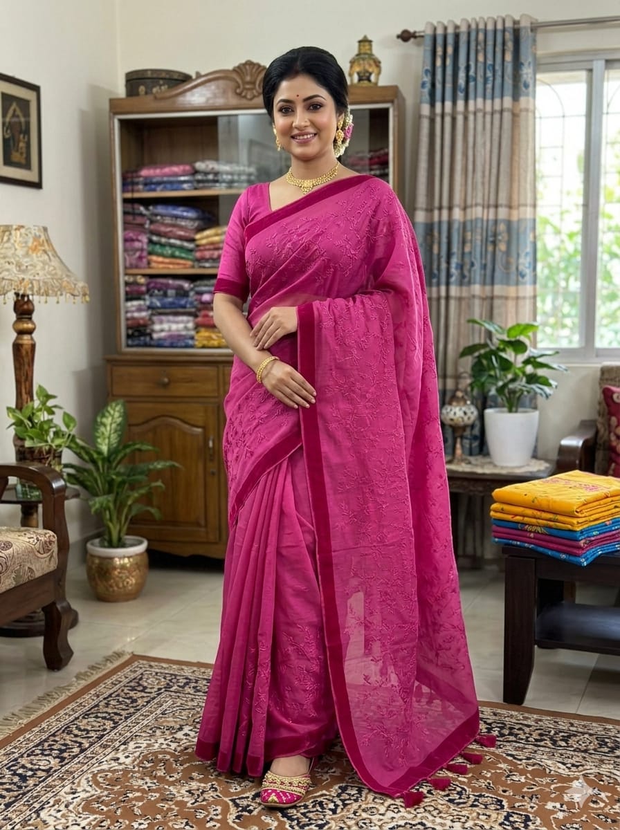 Embroidery Premium Half Silk Sharee ছবি 2
