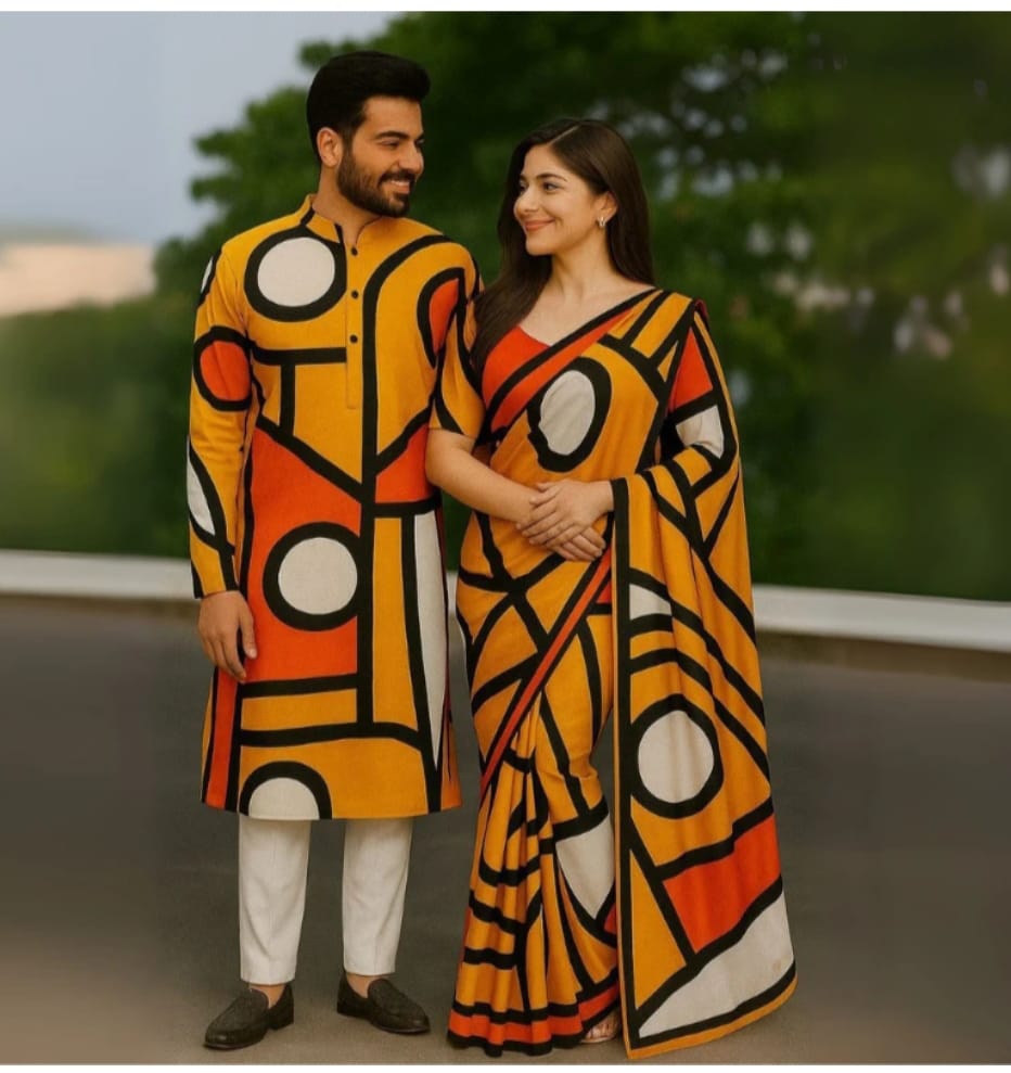Eid Special Couple Sharee Panjabi Combo ছবি 4